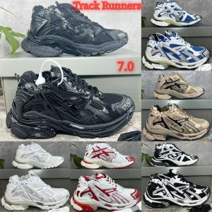 2024 Erkek Tasarımcı Erkek Kadınlar Günlük Ayakkabılar Track Runners 7.0 Platform Marka İletim Sense Burgundy Yapısal Yapısal Plaka Flat Flat Sneakers Ayakkabı 35-46