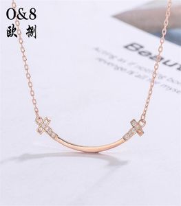 Pendant Necklaces necklace S925 sier Nelace women's fresh simple inlaid diamond double T versatile pendant clavicle chain je222i2105427