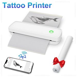 Tatuagem sem fio Printina de estêncil de estêncil A4 Impressora térmica Mini Impressora de viagem para celular Bluetooth Bluetooth com papel térmico 240430