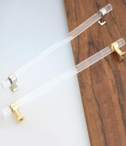 300mm moden moda moda limpa acrílica guarda -roupa armário de cozinha maçanetas de porta de cômoda de ouro prateado