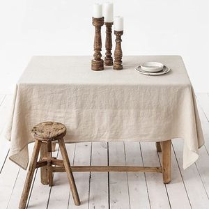 100 Pure Linen Solid Color Table CoverNatural Fabric Tableclothfor Kitchen Dining Room Party Holiday Tabletop Decoration 240430