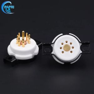 Förstärkare Papri 2st Ceramic 7Pin Tube Sockets Gold Plate Mässing Pin Audio Amplifier för 6Z4 6x4 EF95 EZ90 EAA91 EF91 6AQ5 6J1 etc.