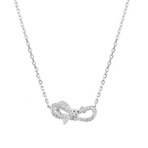 neckless for woman Swarovskis Jewelry Matching Silver Bow Full Diamond Necklace Female Swarovski Element Crystal Clavicle Chain