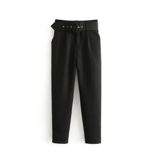 여자 팬츠 Capris tangada black suit 여자 높은 허리 새시 주머니 사무실 숙녀 패션 중년 핑크 옐로우 6a22 드롭 배달 otyzp