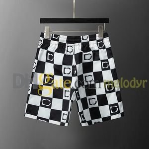 Men Beach Swimwear Contrast Color Plaid Shorts Summer Vacation Swimming Trunks Quick Dry Letter Print Swim Shorts for Surfing