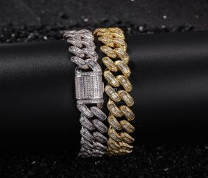 Bracciale a catena cubana Bracciale diamante zircone set di braccialetti di collegamenti in oro rame bracciali da braccialetti hip hop rap moda per uomini donne will2077587