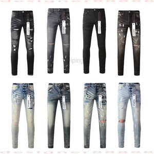 Herren Jeans lila Jeans Designerjeans für Herren lila Marke Jeans Loch Skinny Motorcycle Trendy Ripped Patchwork Loch das ganze Jahr