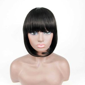 color Wig female fashion short straight hair Qi bangs natural Bobo hairstyle chemical fiber headgear