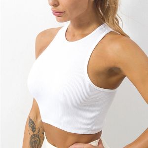 Womens Tanks Camis Crop Top Women Solid Basic T-Shirts Vest Seamless Streetwear Elastic Rib-Knit Sleeveless Casual Tank Tops Female Dr Ot7Nj