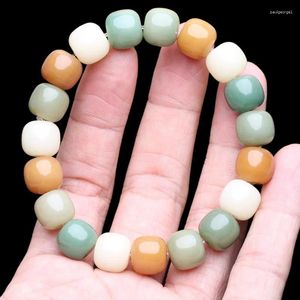 Strand Bodhi Bracelet de madeira Misos de miçangas e mulheres raízes brancas de jade de temperamento flexível