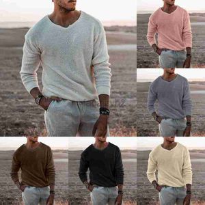 Men's T -skjortor Autumn New Youth Long Sleeve Round Neck White Slim Montering Pullover Tröja Plus Tees Polos