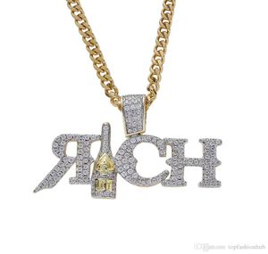 Hip Hop New Rich Bottle Pendant Necklace Lab Diamond Gold Color Bottle Personality Pendant Copper Metal Chain Iced Out8986076