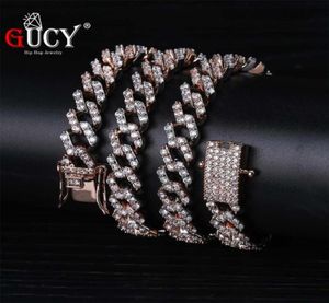 Gucy 10mm Miami Prong Set Cuban Chains Necklace For Men Gold Silver Hip Hop Iced Out Paved Bling CZ Rapper Necklace Jewelry6643488
