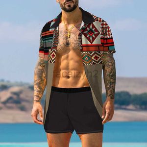 Mäns avslappnade skjortor designer polos t skjortor sommar kortärmad skjorta tryck kortärmad skjorta strand shorts semester stil mäns casual set stora storlek toppar