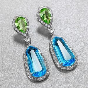 Luxury Long Hanging Drop Earrings long pearl earrings for Women Big Geometric Cubic Zircon Elegant Lady Party Accessories Fashion Jewel 259Y
