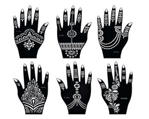 Henna Tattoo Schablonen Mehndi Indien Henna Tattoo Schablone für Handmalerei Fingerkörperfarbe 6pcs Temporäre Tattoo -Vorlagen 7666223