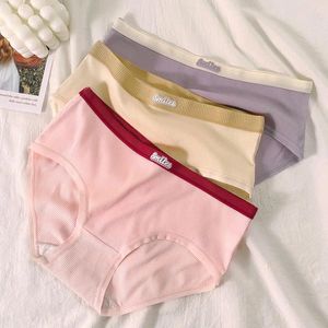 Women's Panties All Cotton Mid-Waist Underwear Young Lady Korean Style Student Antibacterial Sweet Girl Seamless Breathable Plus Size Sho