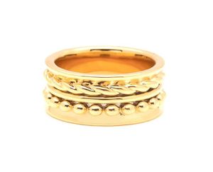 Varole Punk Bead Width Ring Gold Color Multilayer Texture Finger Ring Women Fashion Jewelry 전체 H09119901602