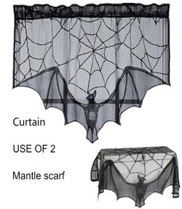 Halloween Black Bat Curtain Lace Mantle Sconhef 93x57 cm 36x22 polegadas Drop Down Set de 2185G4464687