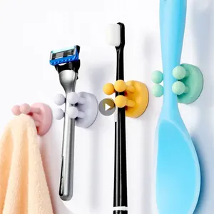 Gancho de escova de dentes de armazenamento de cozinha fácil de usar paredes de pasta sem unhas rack razor pedo design de silicone up