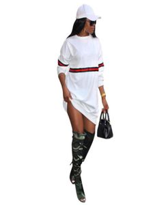 New woman sweater dress fashion stripes stitching Sweatshirt club party mini white dress plus size women clothing casual dresses S4179596