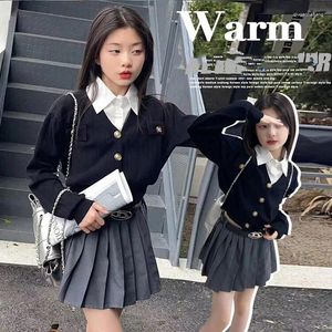 Set di abbigliamento corean primaverile junior junior ragazza 2 peps set camicia da scuola a maglia