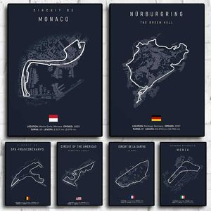 Wallpapers F1 Imola Monaco Circuit Canvas Formula One Wall Art Nordic Poster Aesthetics Racing Car Home Decoration Images J240505