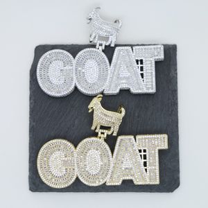 Iced Out Bling Hip Hop Men pendant Jewelry Full Paved Baguette CZ Animal Bail 5A Cubic Zirconia CZ GOAT Pendants Necklace 276J