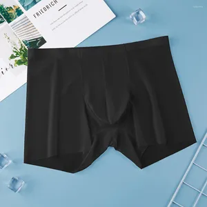 Underpants Sexy Men Ice Silk Transparent Boxer Shorts Panties Comfortable Pouch Bulge Summer Seamless Stretch Men's Pants