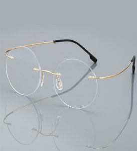 Antiblue Ray Rimless Reading Glasses Men Women Round Titanium Alloy Frame Prescription Presbyopia Eyeglasses 1502002507621806