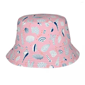 Basker rosa skal hink hattar sommar strand hattkläder varor hav marin hav fiske för utomhus tonåring panama hatt förpackbar