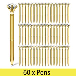 60pcs Diamond Gold Stifte Gold Fancy Stifte für Women Pen mit Diamant auf Top Office Decor für Women Metal -Kugelschaltpunkt Diamond Stifte 240430