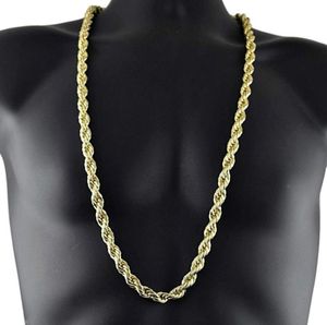 new rendy 75cm Men039s hip hop Necklace 316L Stainless Steel 8mm Huge Wheat Rope Necklace Chains Link chain CARA11062482135