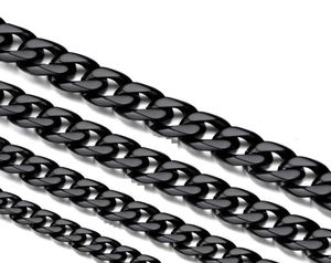 Chains Stainless Steel Miami Cuban Link Necklaces Black For Men Women Basic Punk Jewelry Choker 3MM 5MM 7MM 13MM3858782