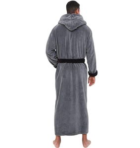 WOMAIL Mens Solid Winter Lengthened Bathrobe Plush Shawl Home Clothes Long Sleeved Robe Coat Soft Handfeel Pajama Bathrobe CX200813119558