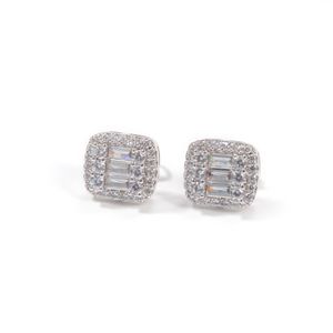 Hip Hop Stud Earrings Jewelry Fashion Mens Square Gold Silver High Quality Zircon Earring 2813