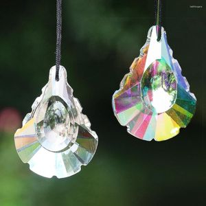 Ljuskrona kristall 2 st 50mm suncatcher prism ginkgo biloba bladögon delar glas pärlor hängande tårar för lampor dekoration