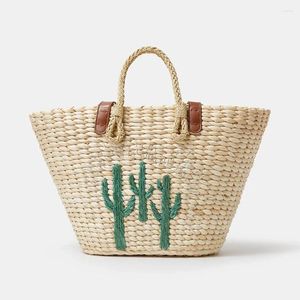 Stume da tracolla Modella di cactus Modello Cactus Rattan Borse per le borse di mais intrecciata casual Summer Beach Basket Borse Grande borsa