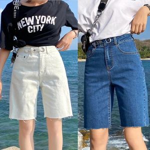 Women's Jeans White Black Oversize 40 Denim Shorts Women's Streetwear Summer Stretch Short Straight Loose Cowboy Casual Knee Lenth Pants