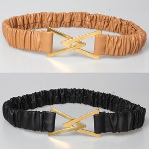 Fashion women's Elasticity belts metal triangle buckle arrow hook elastic pleated belt with skirt 233D