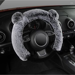 Koło kierownicze obejmują wełnę Autoyouth Winter Plush Cover dla 38 cm kolor szary czarny funda volante