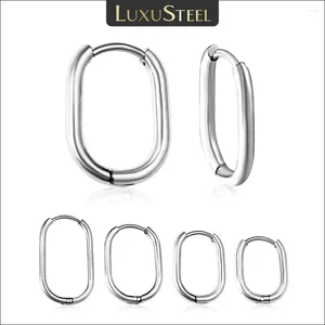 Hoop Earrings LUXUSTEEL 2PCS Stainless Steel Oval Hoops For Women Men Gold Silver Color Rock Piercing Jewelry Gift