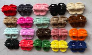 Luxo europeu Slippers de lampinhos de pele de visita de pele real Mulheres mulheres deslizamentos de inverno interno Ladies4134773