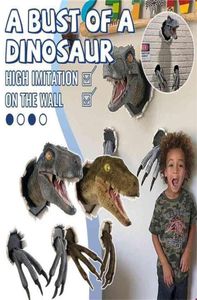 Väggmonterad dinosaurie skulptur konst livliga sprängande byst affisch och tryck för hem 2107274817090