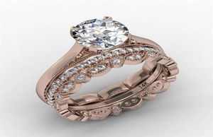 164CT Moissanite Diamond Wedding Ring Sets Natural Gemstone 14k Rose Gold Gold Gold Beather Golder Size 5128304249