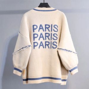 Свободный свитер модные длинные кардиганские буквы с отпечатка женщин вязаная сгущенная сгущенная плюс корейский английский алфавитный пальто 201016