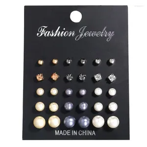 Brincos de garanhão Faux Pearl Conjunto 15 pares de moda coreana feminina Taquel simples para meninas anel de ouvido para mulheres