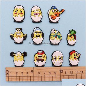 Schmuck MOQ 20pcs PVC Cartoon Kawaii Egg Chicken Schuh Charme Zubehör Dekoration Buckklu für Clog Armband Armband Party Geschenk Drop DHGF6