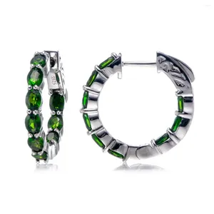 Hoop Earrings Chrome Diopside Rhodium Over Sterling Silver