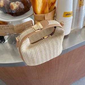 Straw Crossbody Bag For Women Bohemian Small Knitting Summer Purse And Handbag Vacational Bucket Beach Bags 240426